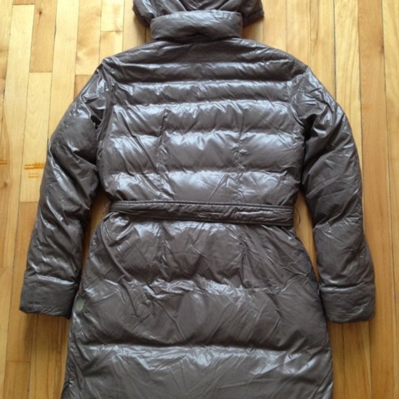 Long brown reversible puffer coat - size S - Picture 3 of 8